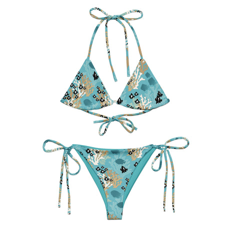 Blue reef fish bikini set on a white background