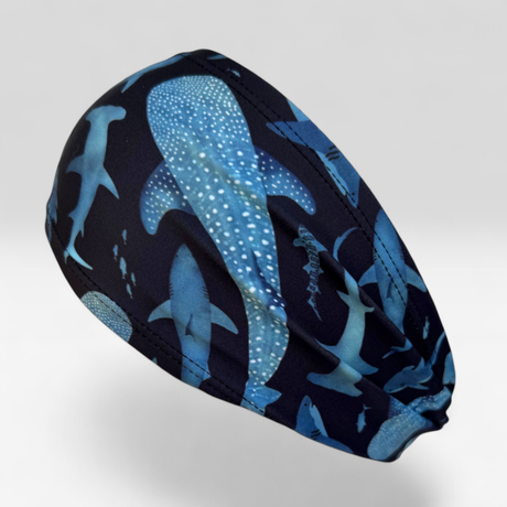 Midnight Blue Shark Folded Edge Headband Ocean Motion Wear