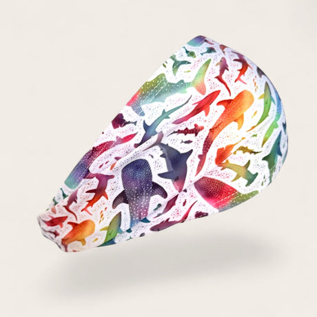 White Rainbow Shark Ocean Folded Edge Headband Ocean Motion Wear