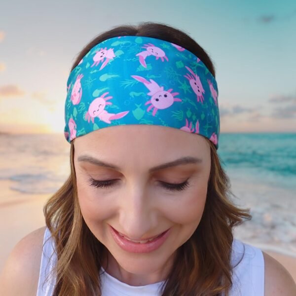 Swimming Headband Axolotl, Nonslip Headband, Swim Gift
