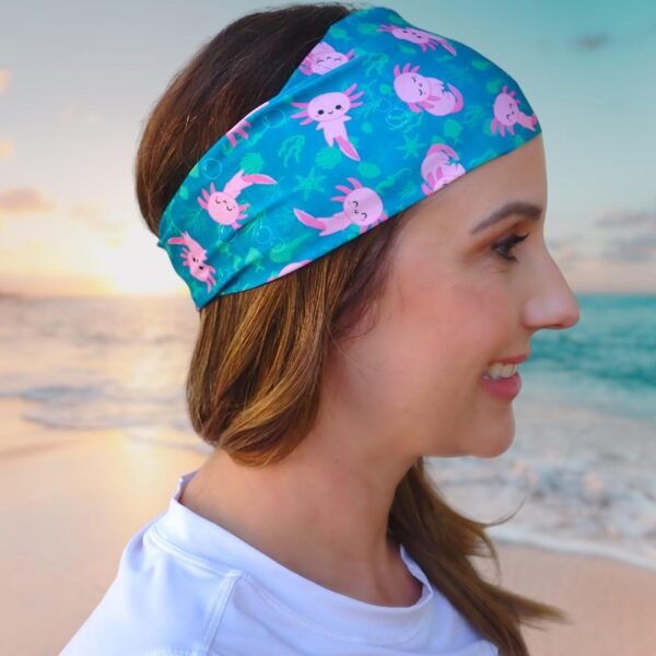 Swimming Headband Axolotl, Nonslip Headband, Swim Gift